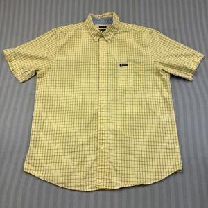 Chaps Easy Care Yellow Blue Plaid Short Sleeve Button-Down Shirt Men's XL/TG